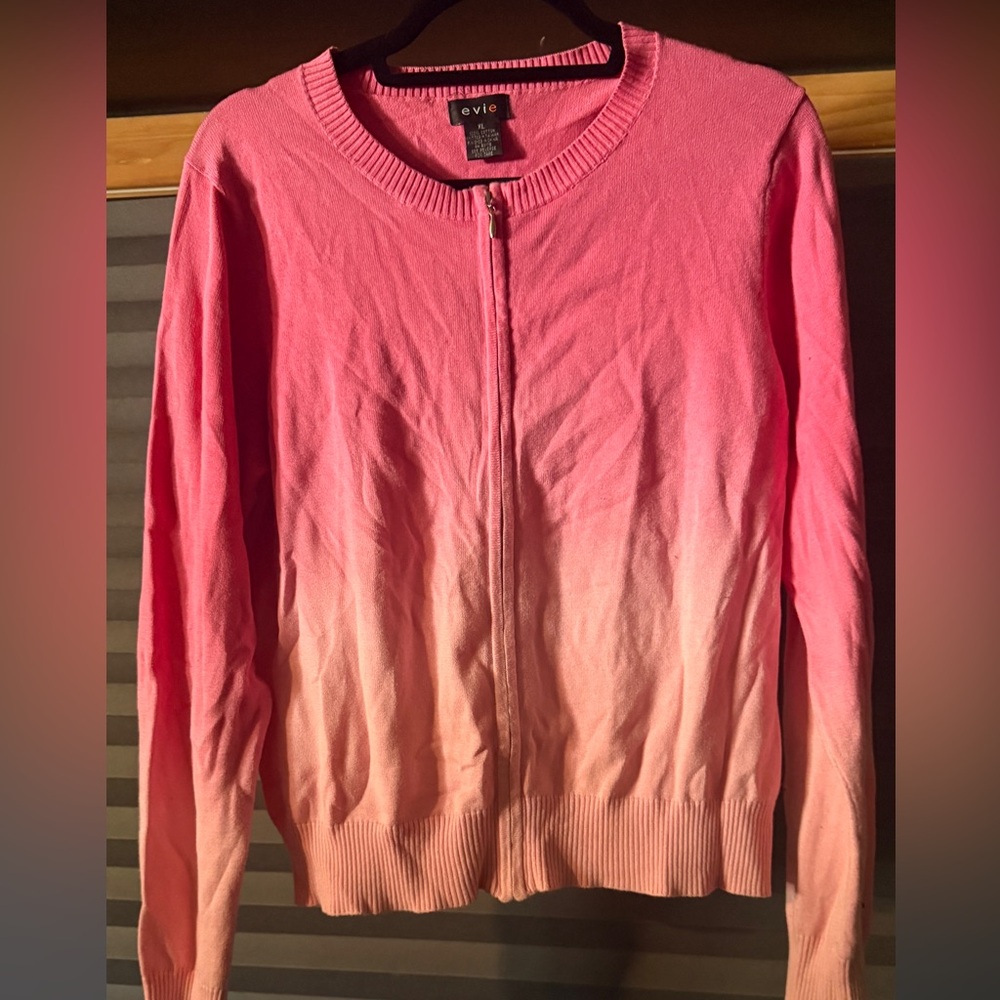 EVIE Pink to Cream Ombre Zip Cardigan